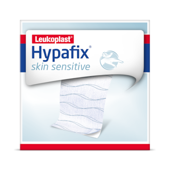 Pohľad na balenie krytia Hypafix skin sensitive od spoločnosti Leukoplast spredu