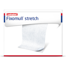 Foto der Vorderseite der Verpackung von Fixomull stretch von Leukoplast