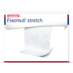 Förpackningsbild framifrån av Fixomull stretch från Leukoplast