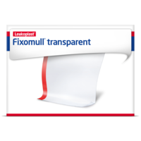 Förpackningsbild framifrån av Fixomull transparent från Leukoplast