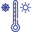 Icona di un termometro con freddo e caldo che rappresenta l'applicazione di freddo e caldo nella zona lombare per alleviare la lombalgia.
