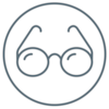 Glasses to demonstrate that this product is well-suited to glasses wearers.