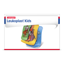 Imagem da frente da embalagem de Leukoplast kids