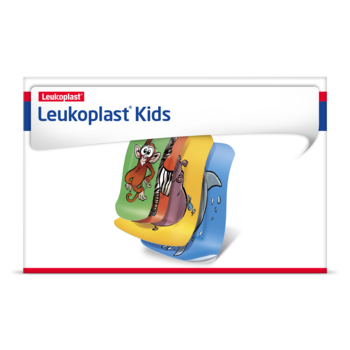 Imagem da frente da embalagem de Leukoplast kids