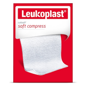 Cutisoft soft Kompresse von Leukoplast – Foto der Vorderseite der Verpackung