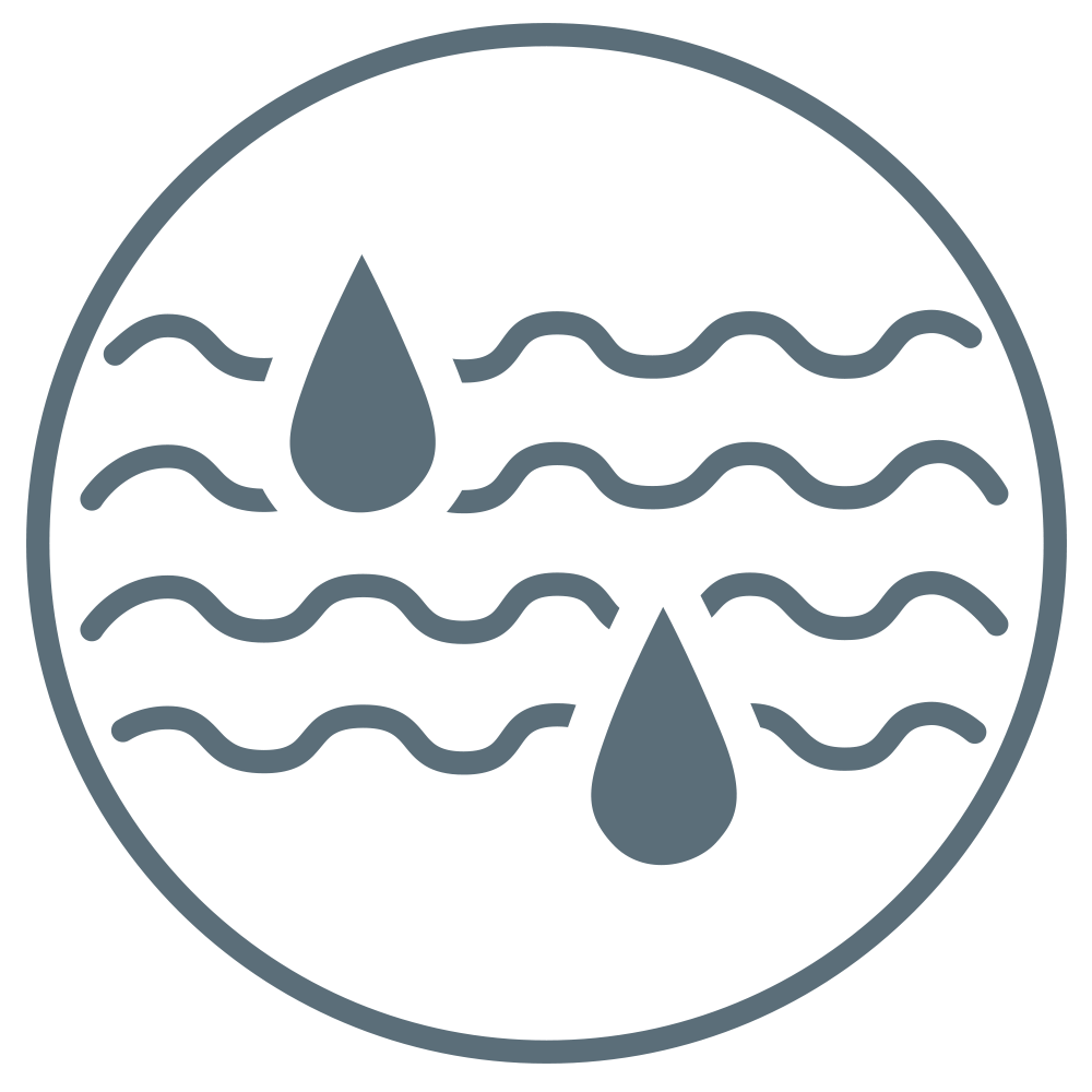 Simbolo di due gocce d’acqua a contatto con la pelle per indicare che il prodotto è idratante