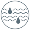 Two droplets of water touching the skin to show that this product is moisturizing.