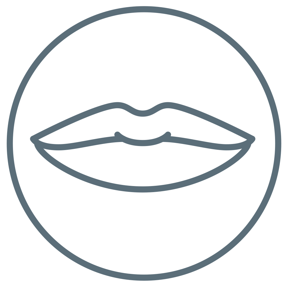 En lukket munn for å indikere at produktet er designet for munnhygiene under kliniske forhold.