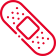 Ícone de um penso adequado para utilização quando ocorre um corte no dedo.