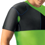 Actimove Sports Edition Shoulder Support with Extra Pocket for Optional Hot/Cold Pack on model
