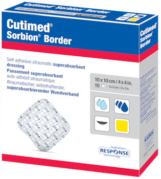 Bilde som viser et pakningsbilde av  Cutimed® Sorbion® Border