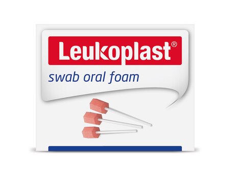 Packshot: Vorderseiten-Packshot von Leukoplast Swab Oral Foam, harte Schaumqualität